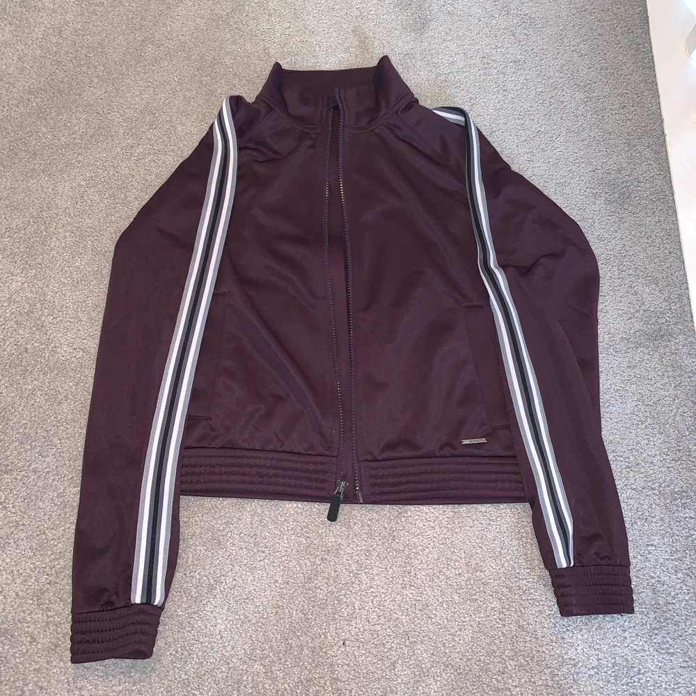 Polyester striped sweat jacket